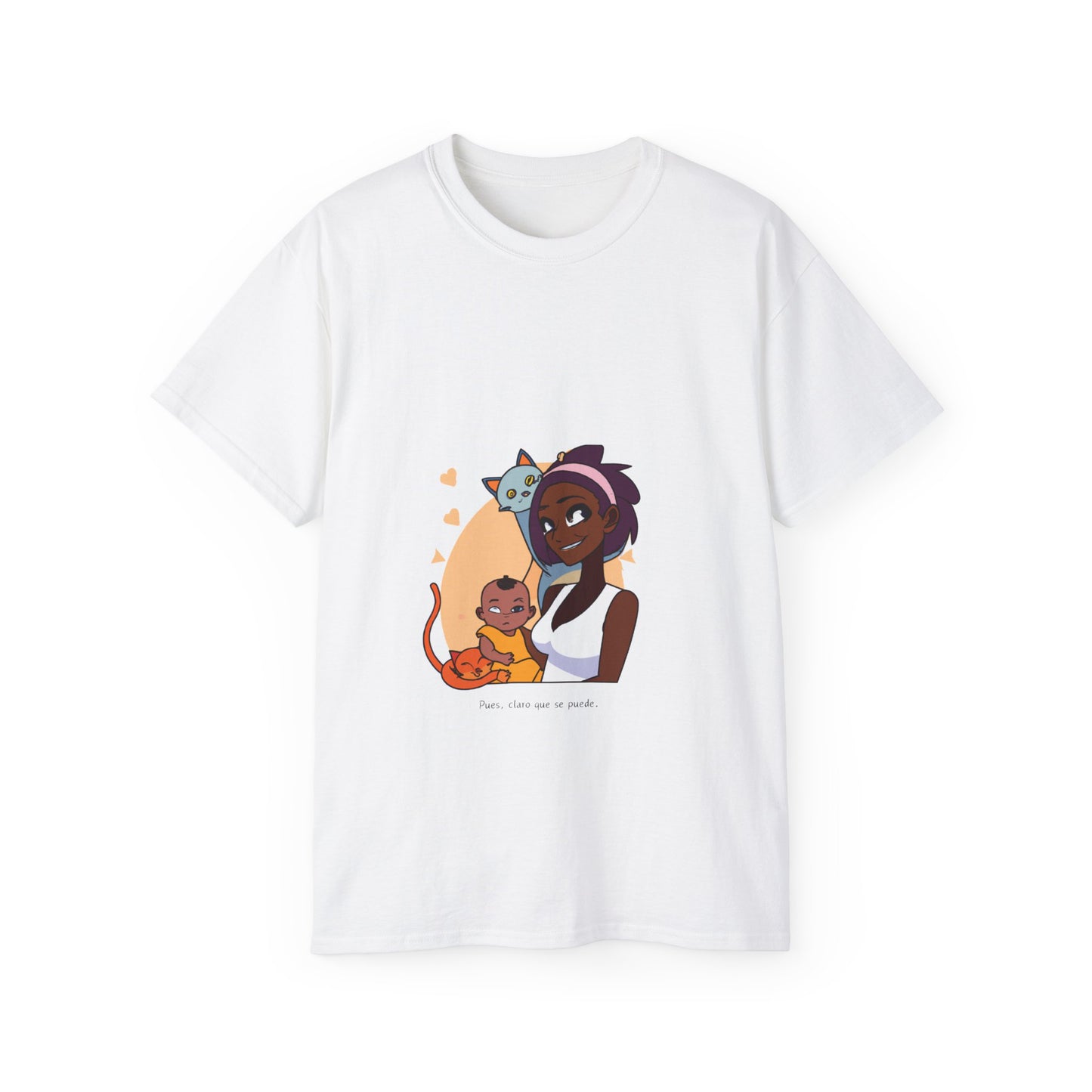 Unisex Ultra Cotton Tee Anime black mother with baby and puppy Mother's Day