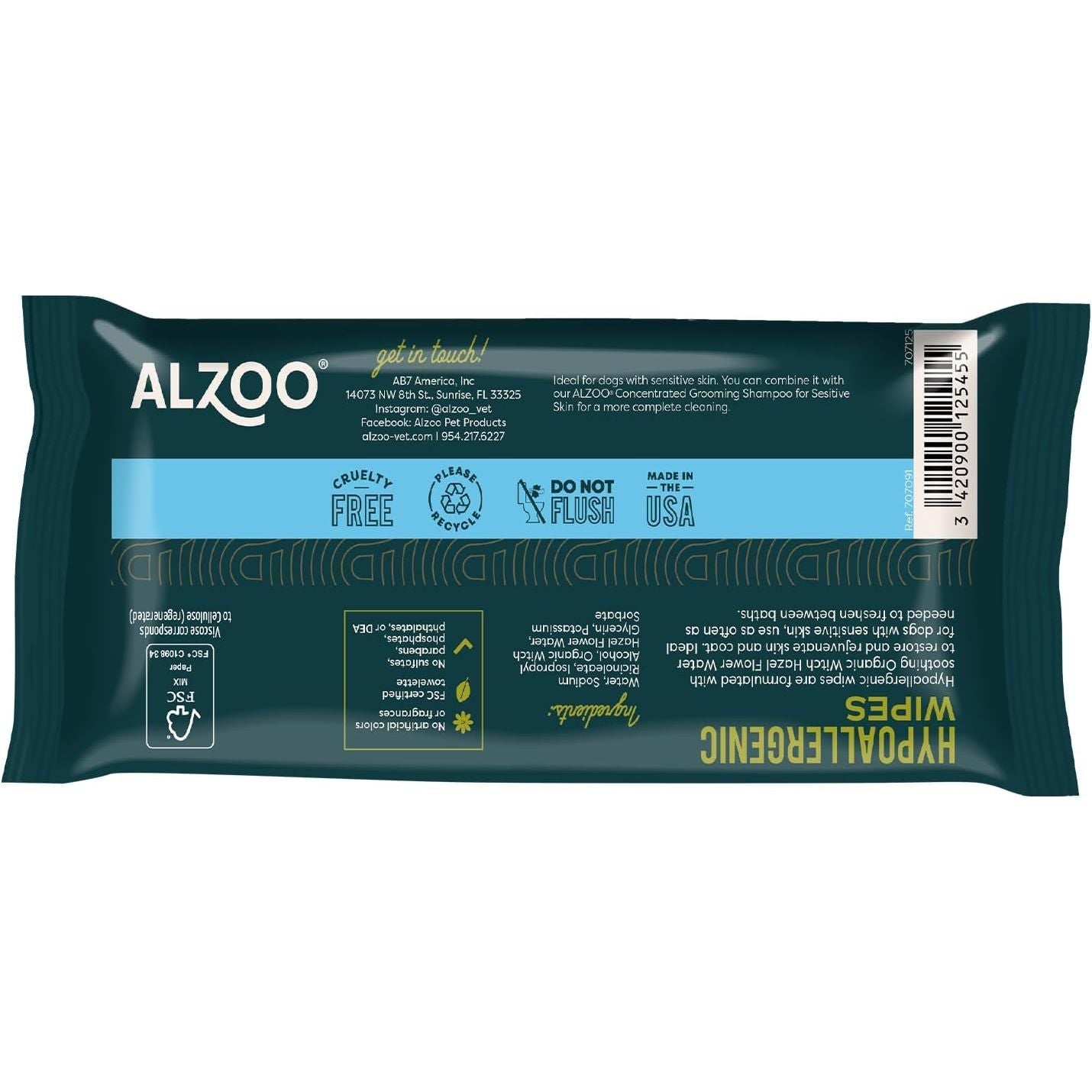 ALZOO Plant-Based Hypoallergenic Grooming Wipes for Dogs