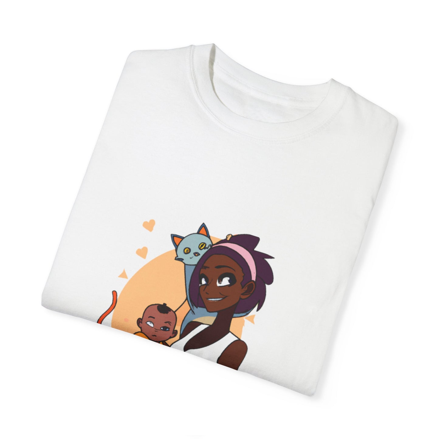 Unisex Garment-Dyed T-shirt Anime mother with child and cat Mother's Day