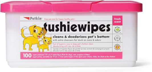 Petkin Tushie Wipes for Cats & Dogs – 100 Count
