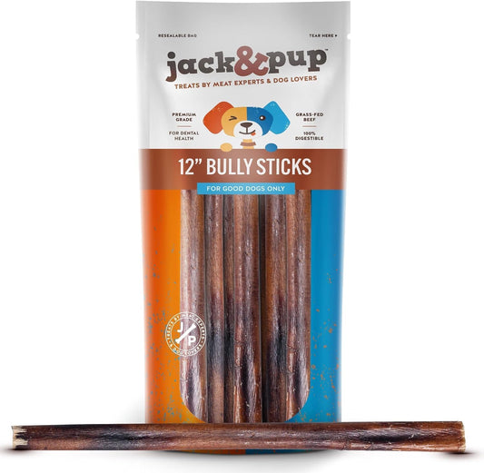 Jack & Pup 12 inch Thick Bully Sticks (3 Pack)