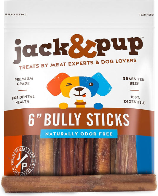 Jack & Pup 6 inch Thick Bully Sticks (5 Pack)