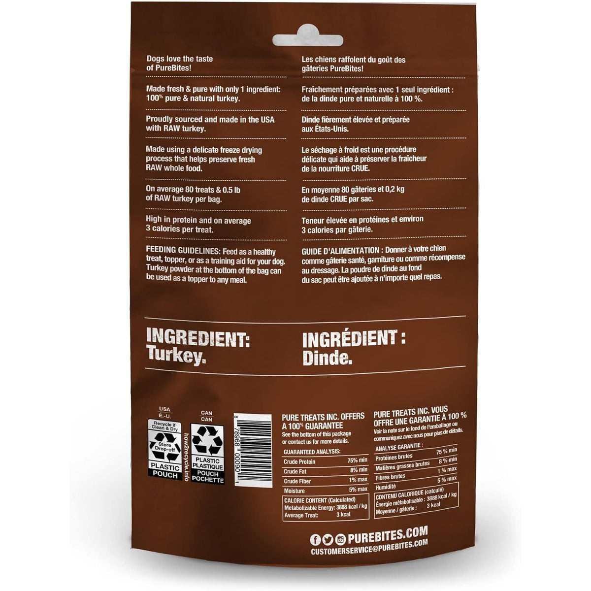 PureBites Turkey Freeze-Dried Dog Treats — Single Ingredient, 2.47 oz