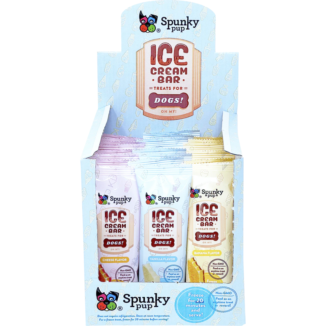 Spunky Pup Ice Cream Bar Dog Treats, 3 Flavors Pack, Cheese Vanilla Banana