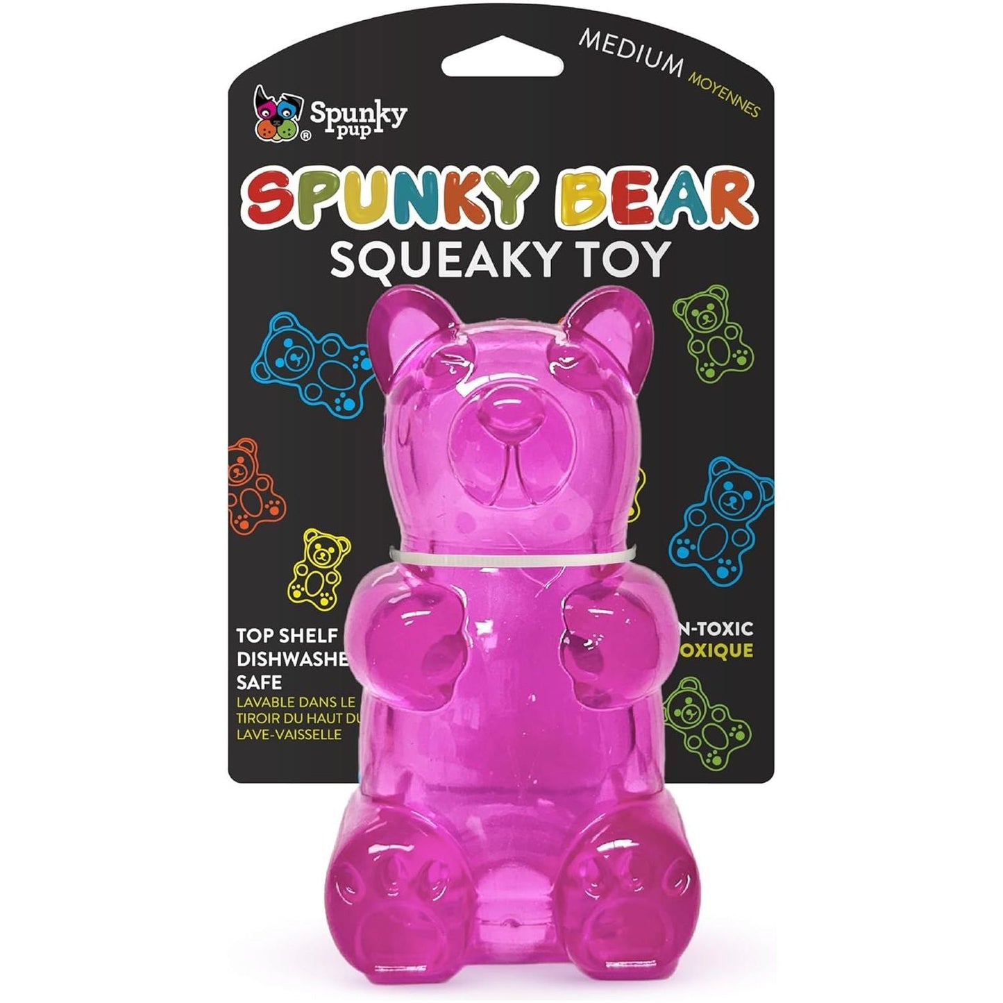 Spunky Pup Spunky Gummy Bear Interactive Squeaky Dog Toys, Medium