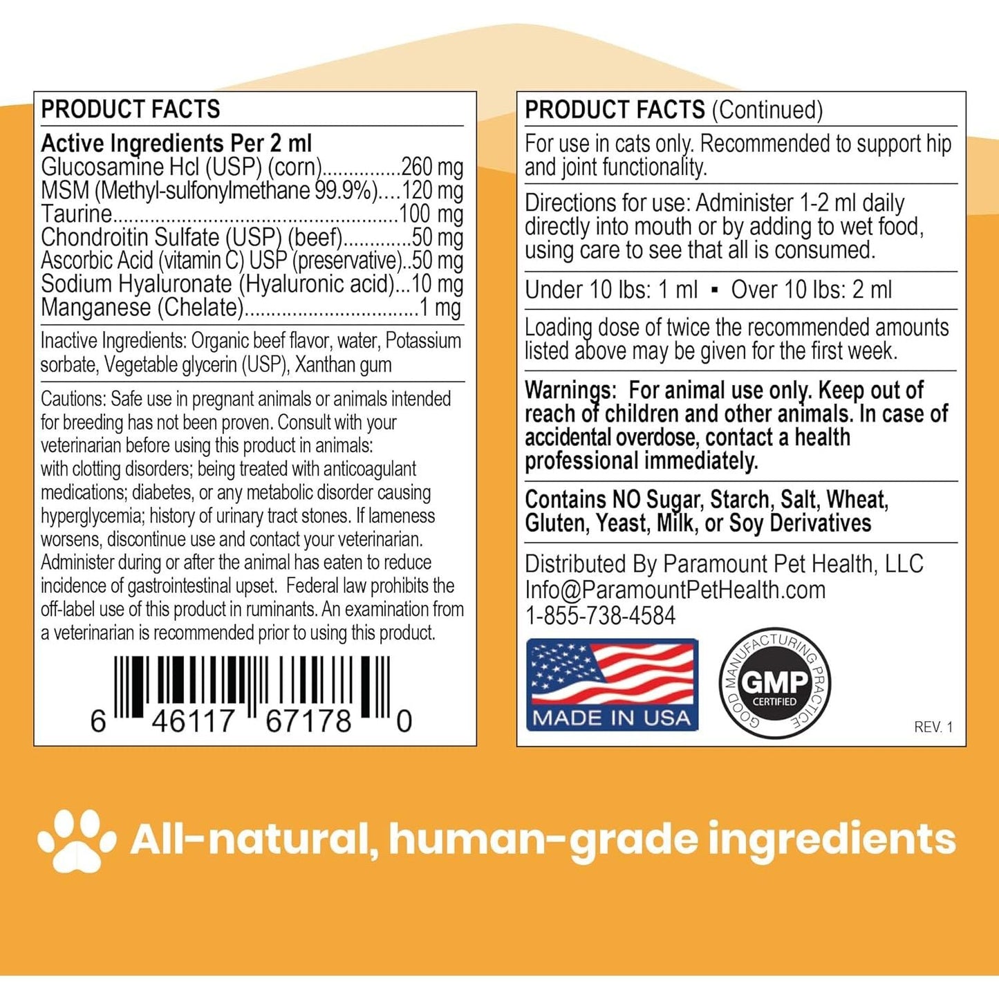 Paramount Pet Health 100% Natural Glucosamine for Cats 2 oz