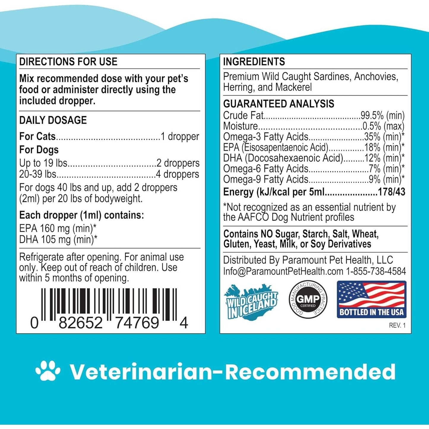 Paramount Pet Health Omega-3 Fish Oil Dog & Cat Supplement