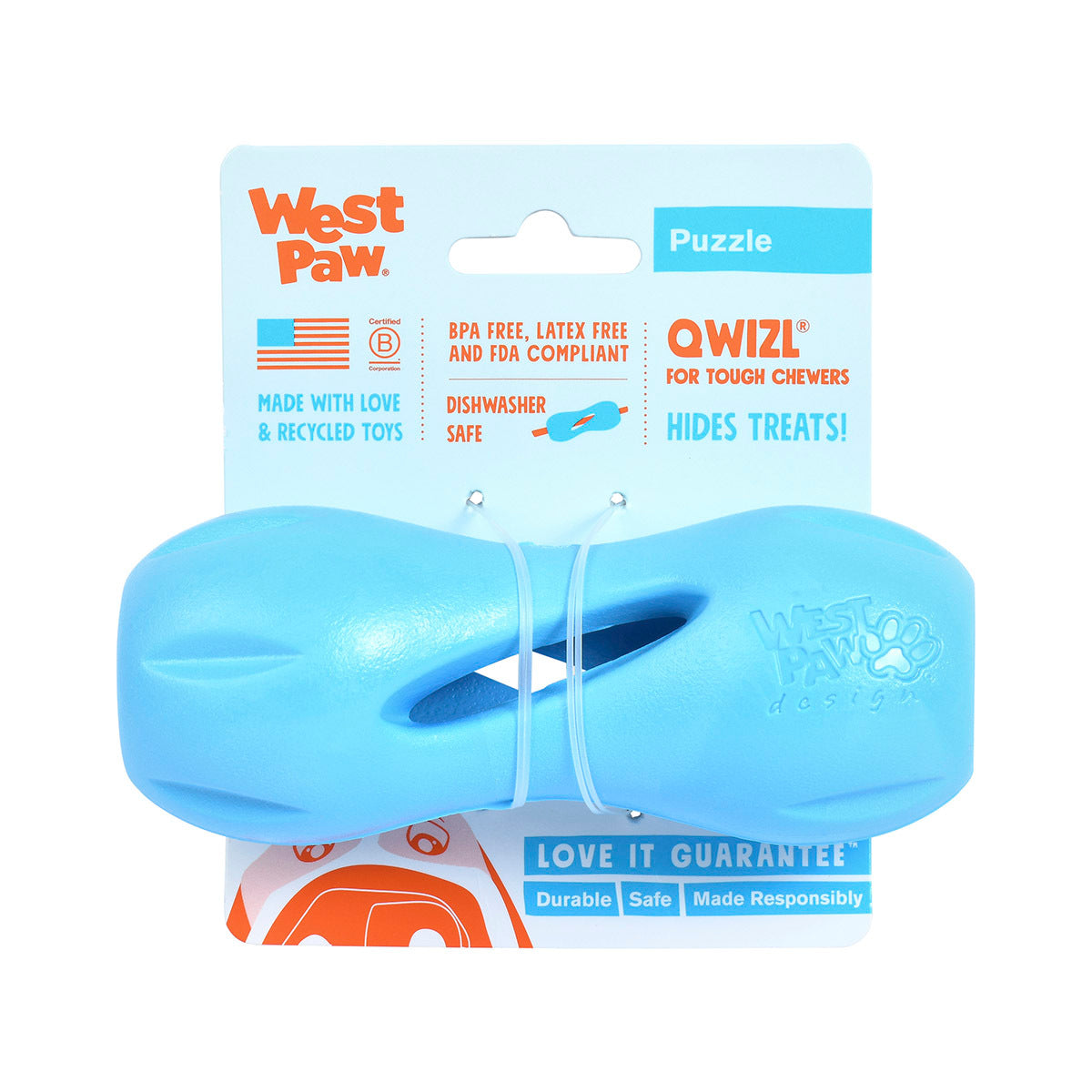 West Paw Zogoflex Qwizl Treat-Dispensing Chew Dog Toy — Small