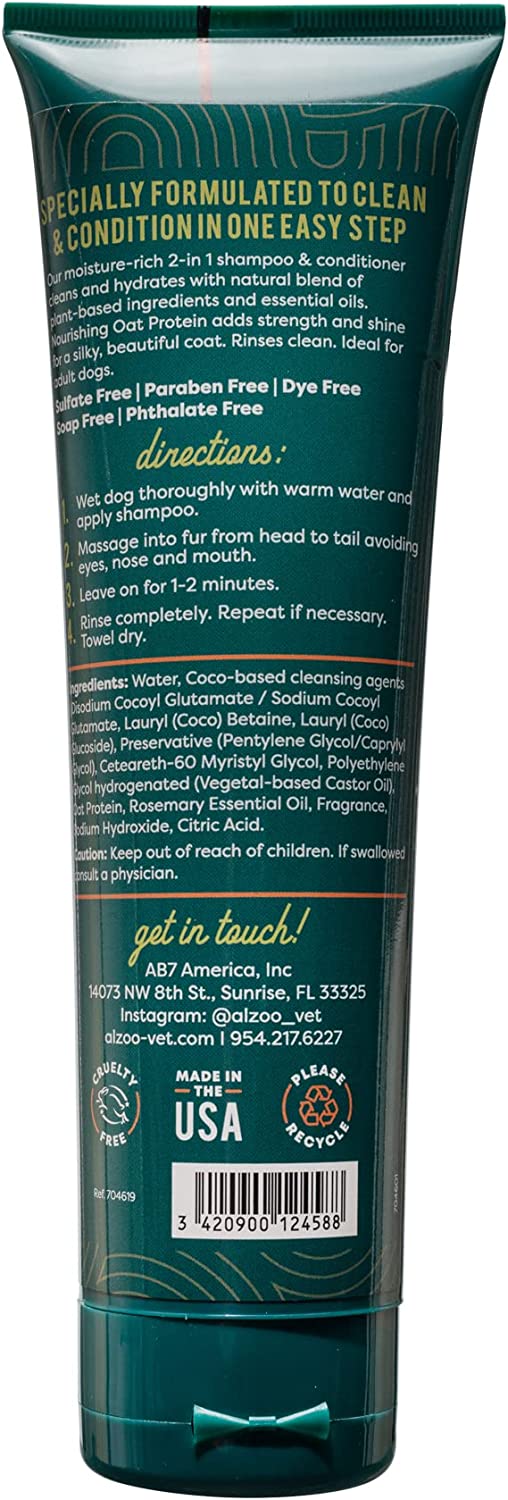 ALZOO 2-in-1 Shampoo with Conditioner for Dogs 8 oz.