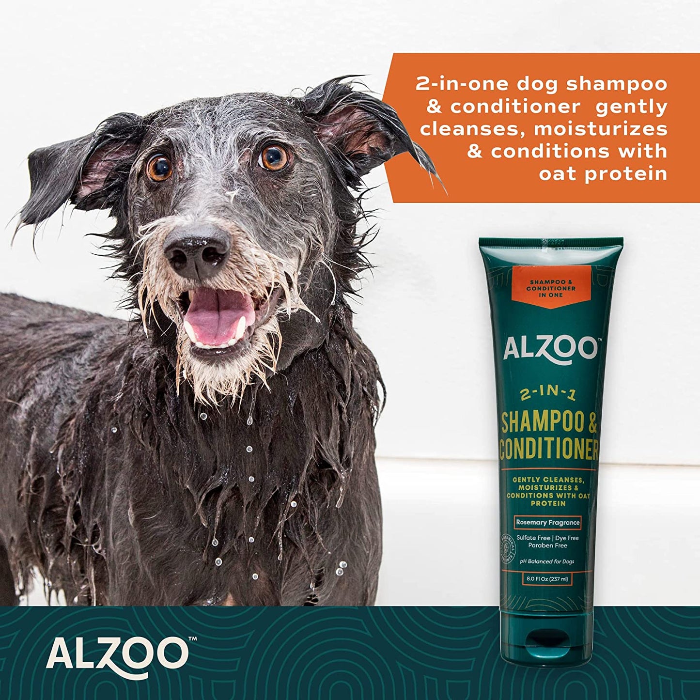 ALZOO 2-in-1 Shampoo with Conditioner for Dogs 8 oz.