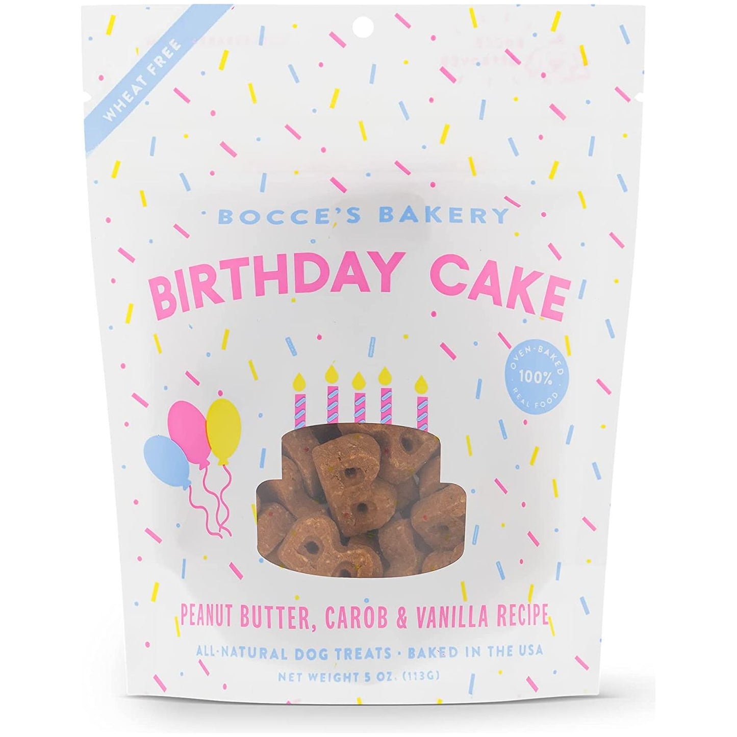 Bocce’s Bakery Birthday Cake Dog Treats All-Natural Peanut Butter Vanilla Biscuits