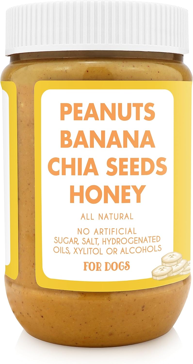 Bark Bistro Barking Banana BUDDY BUDDER - 100% Natural Dog Peanut Butter, Made in USA 17oz jar
