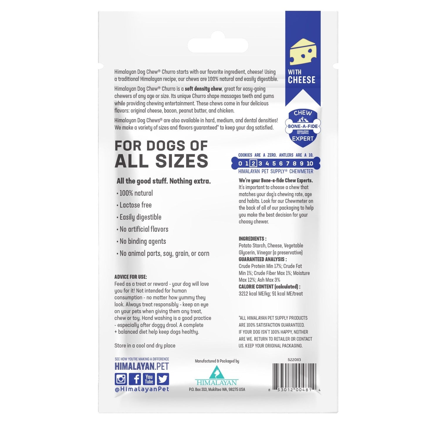 Himalayan Corporation yakySNACK 4 Oz yakyCHURRO Cheese Dog Chews