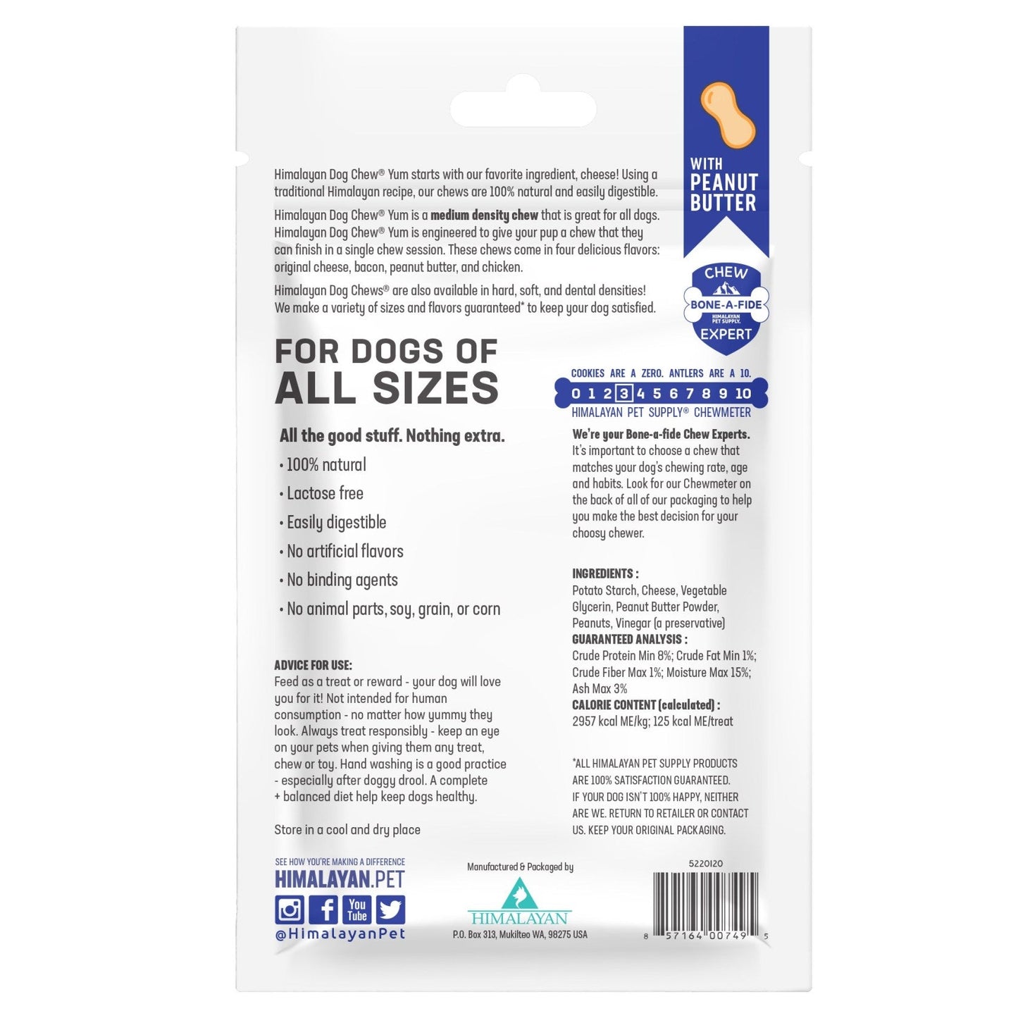 Himalayan Pet Supply yakyYum Himalaya Cheese Treats  | Peanut Butter