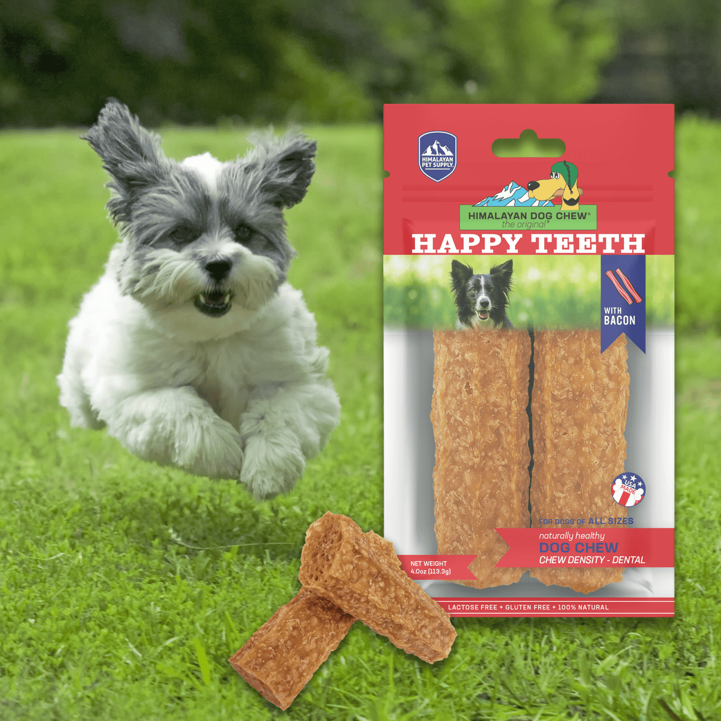 Himalayan Pet Supply Happy Teeth Natural Cheese Dog Chews | Bacon Flavor