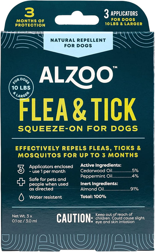 ALZOO Flea & Tick Repellent Squeeze-On for Dogs - Pack of 3
