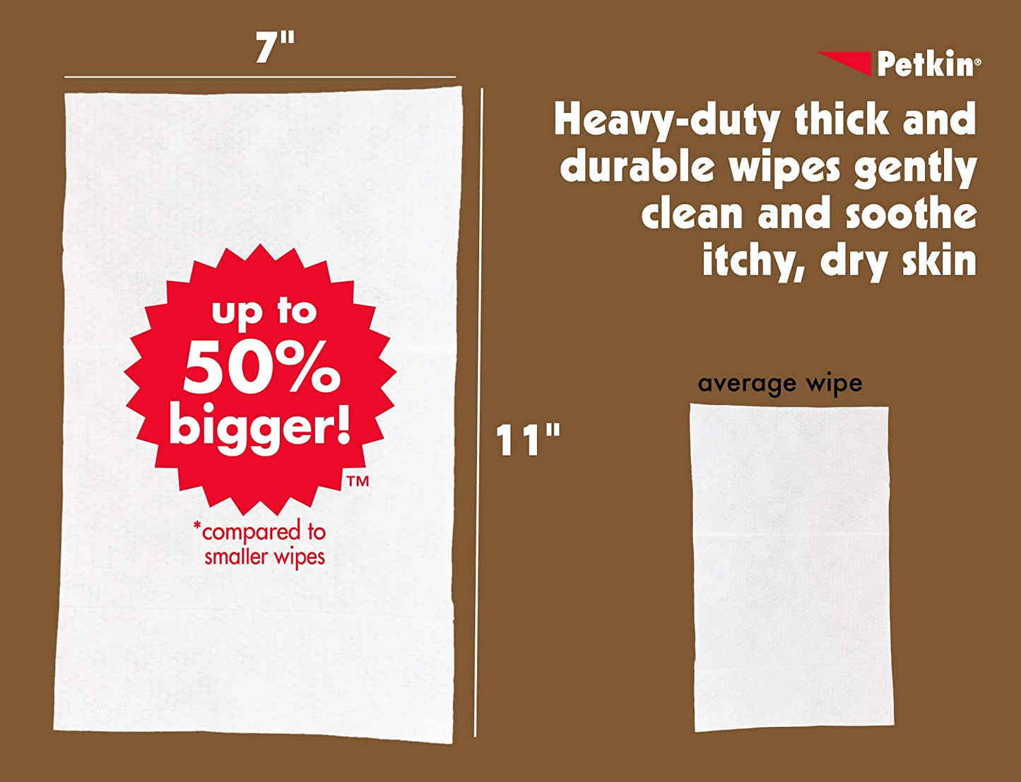 Petkin Big N' Thick Extra Large Oatmeal Pet Wipes 100 Count