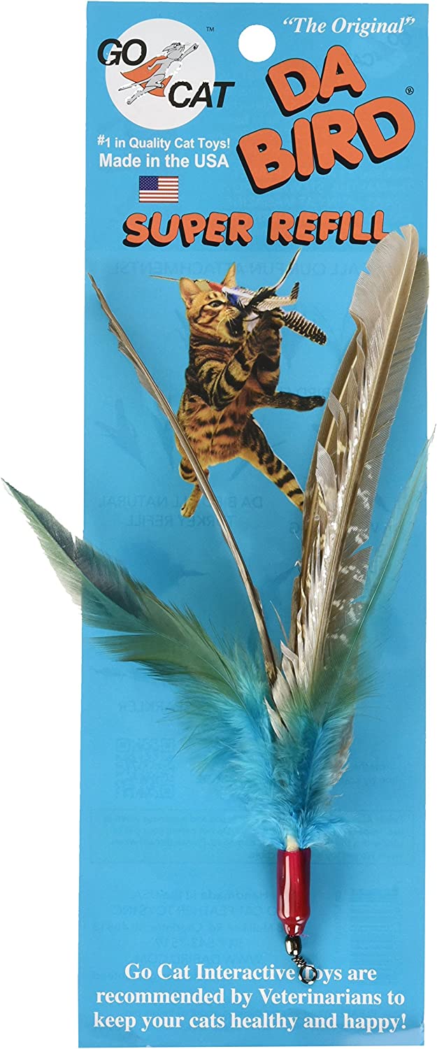 Go Cat Da Bird Cat Toy Refill Accessories, Super Refill with Extra Feathers