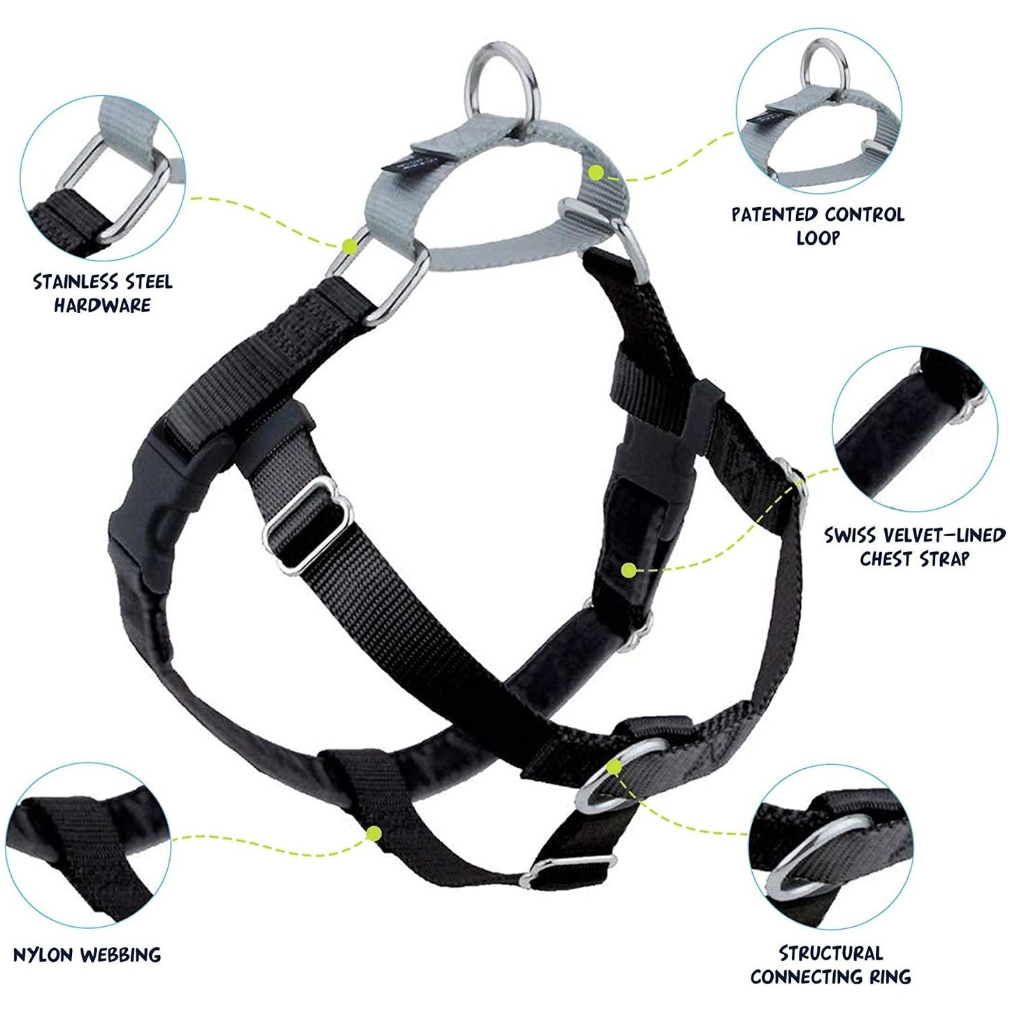 Freedom No-Pull Dog Harness — Black