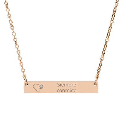 Engravable Horizontal Bar Necklace — Personalized Name/Message Pendant