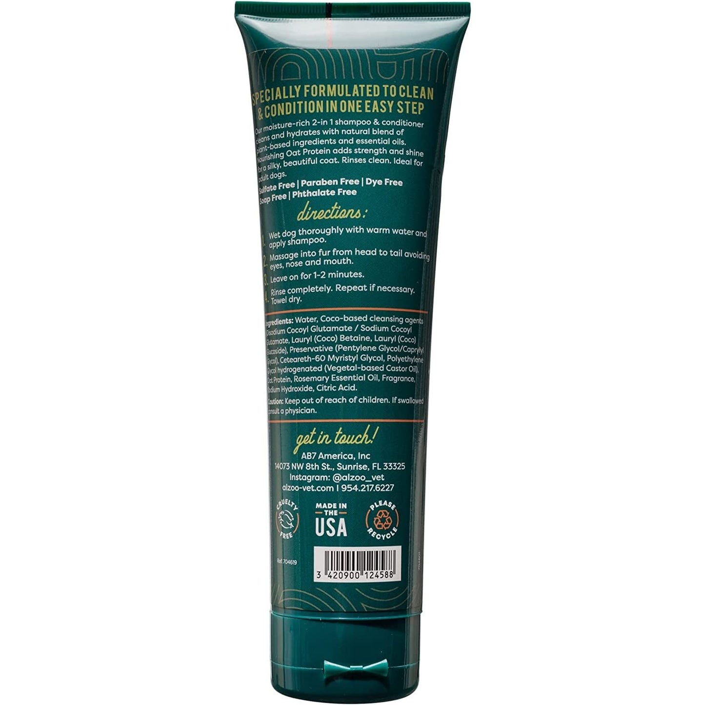 ALZOO 2-in-1 Nourishing Shampoo & Conditioner for Dogs — 8 oz