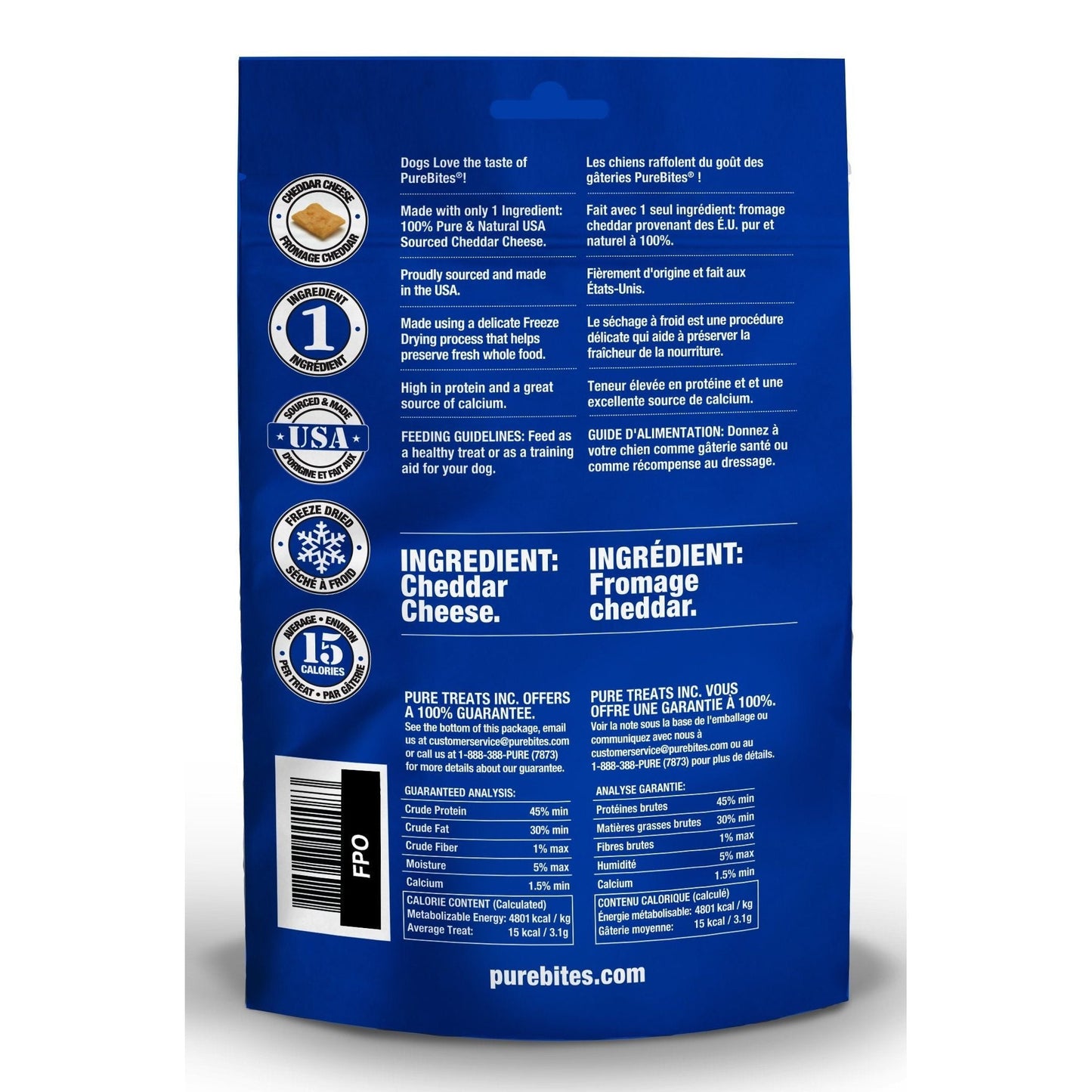 PureBites Cheddar Cheese Freeze-Dried Dog Treats — Single Ingredient
