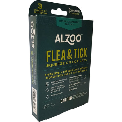 ALZOO Natural Flea & Tick Squeeze-On for Cats — 3 Pack