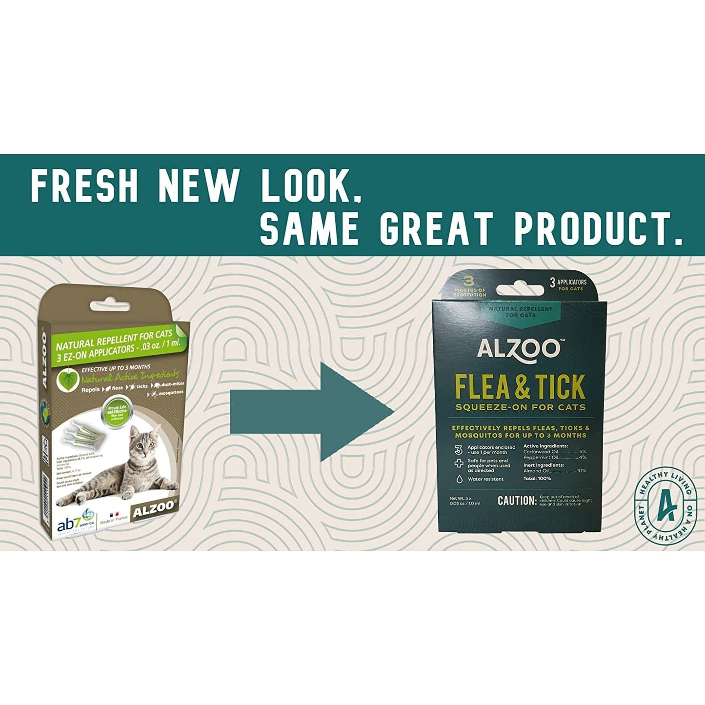 ALZOO Natural Flea & Tick Squeeze-On for Cats — 3 Pack