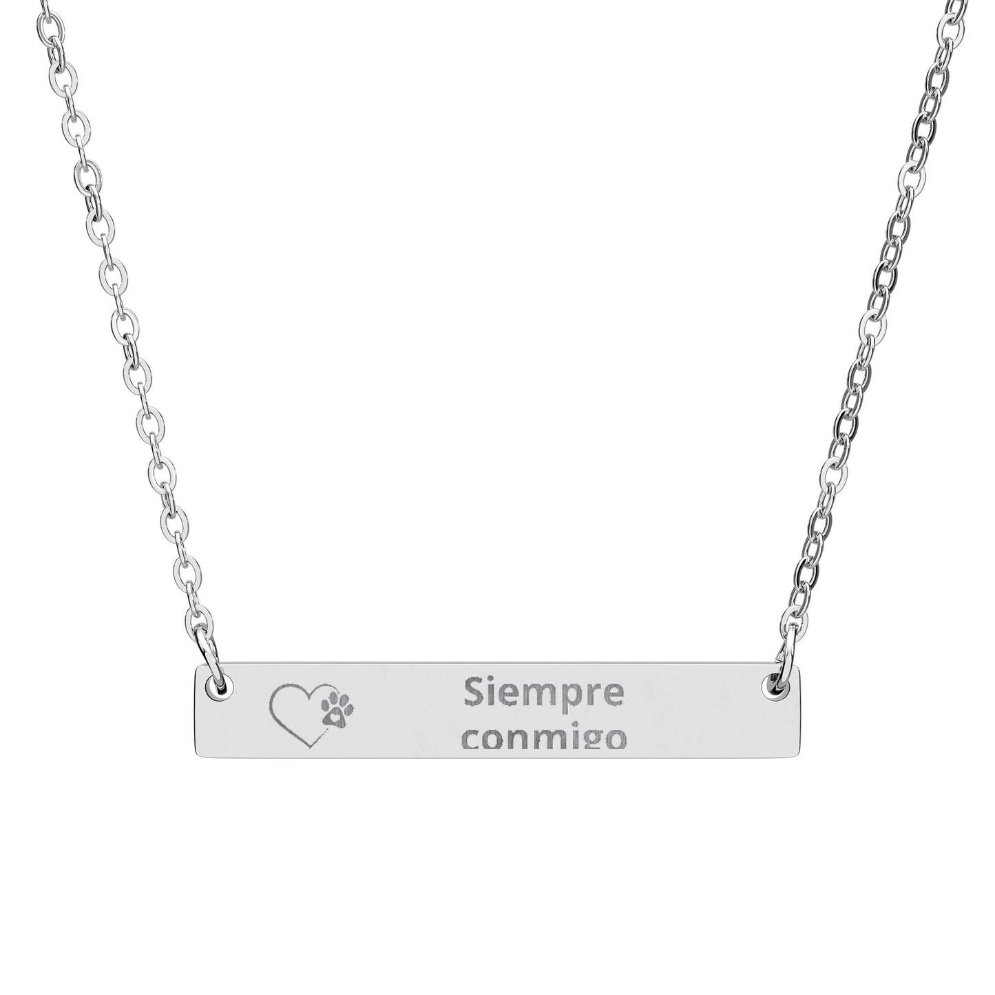 Engravable Horizontal Bar Necklace — Personalized Name/Message Pendant