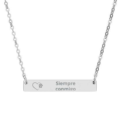 Engravable Horizontal Bar Necklace — Personalized Name/Message Pendant