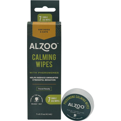 ALZOO On-the-Go Calming Wipes for Cats & Dogs with Pheromones — 7 Pack