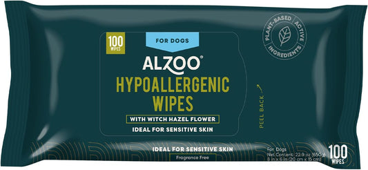 ALZOO Plant-Based Grooming Hypoallergenic Wipes for Dogs