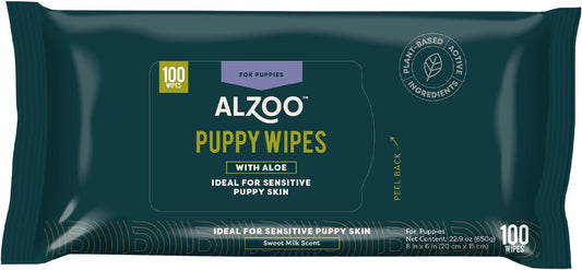 ALZOO Plant-Based Grooming Wipes for Puppies