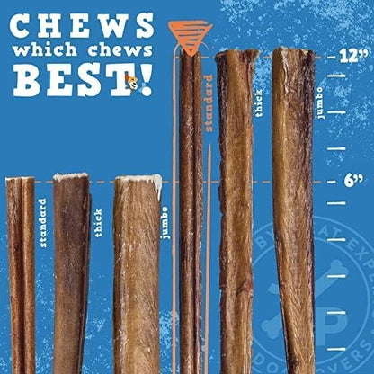 Jack & Pup 12" Thick Bully Sticks for Dogs — 3 Pack