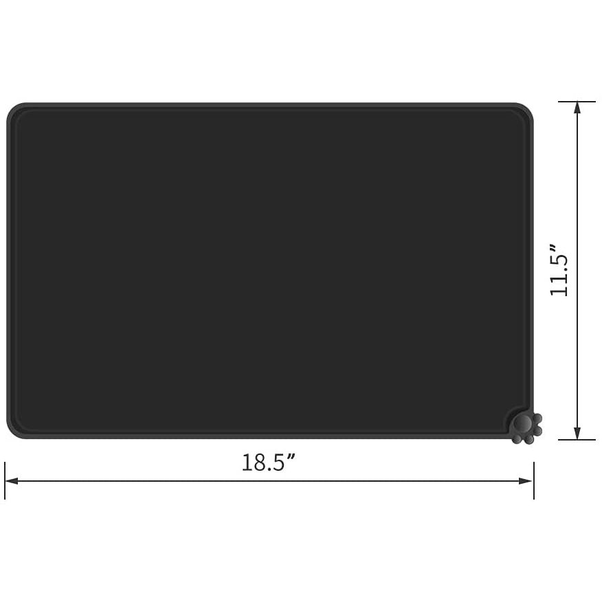 WOOZAPET Silicone Non-Slip Waterproof Large Feeding Mat for Dogs & Cats — Black