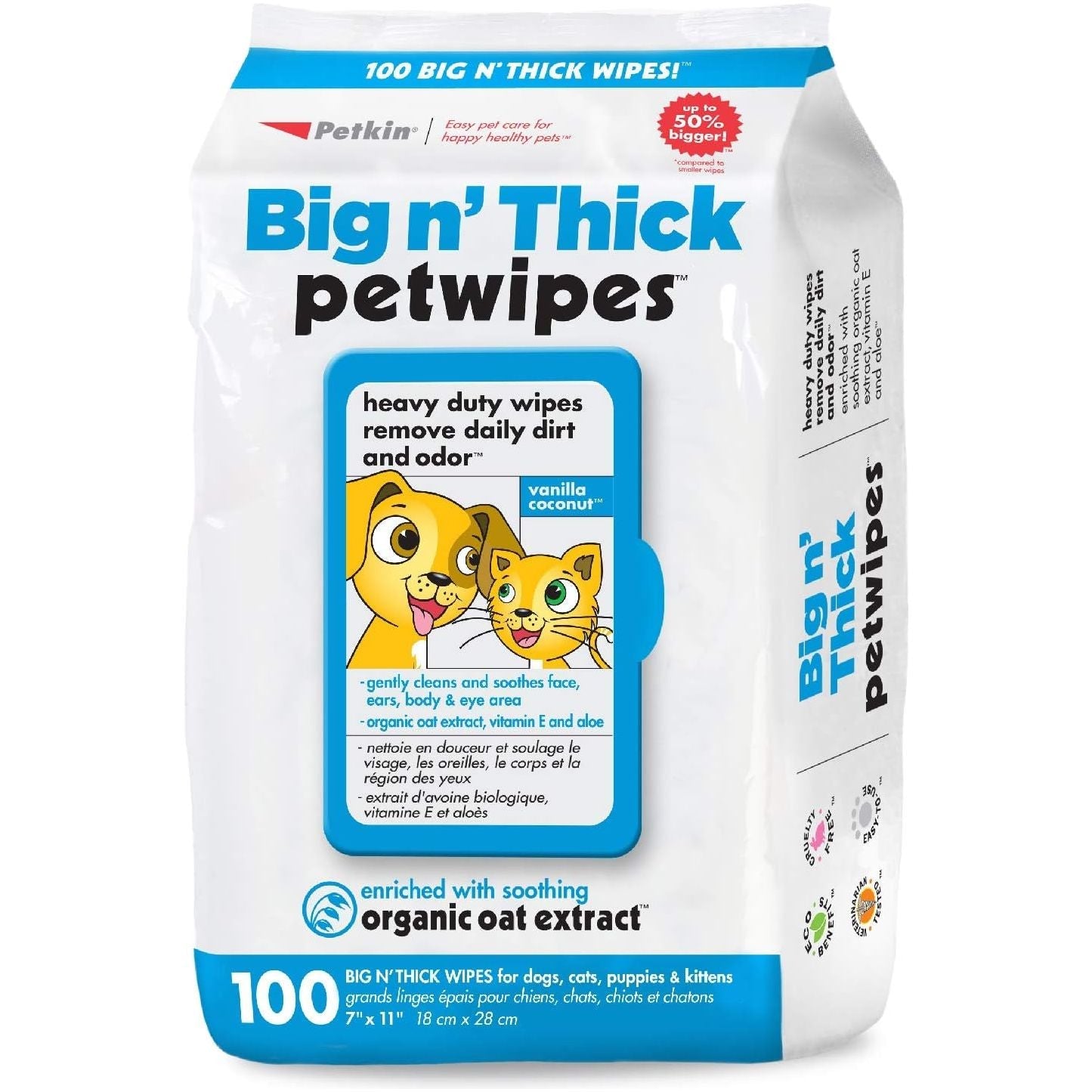Petkin Big N' Thick Pet Wipes for Dogs & Cats — 100 ct