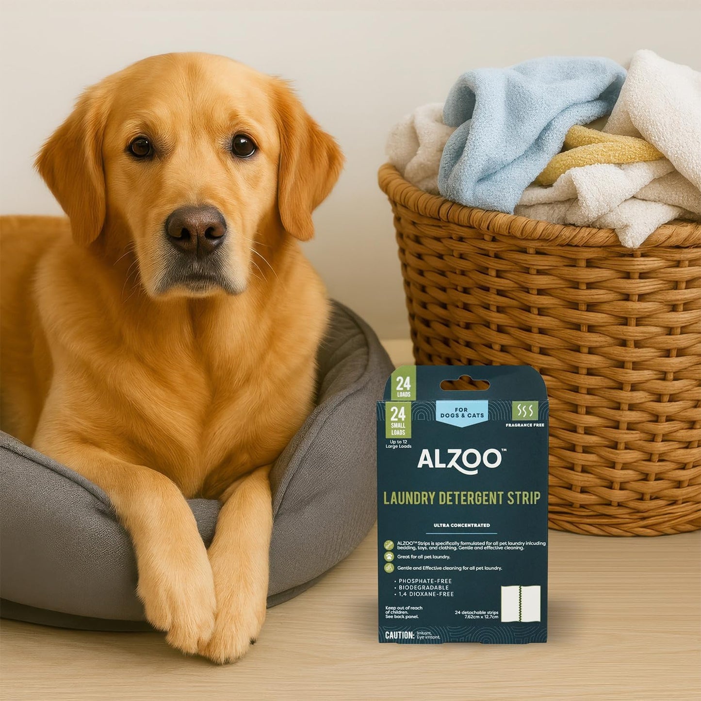 ALZOO Pet Laundry Detergent Strips — Hypoallergenic, 12 Strips