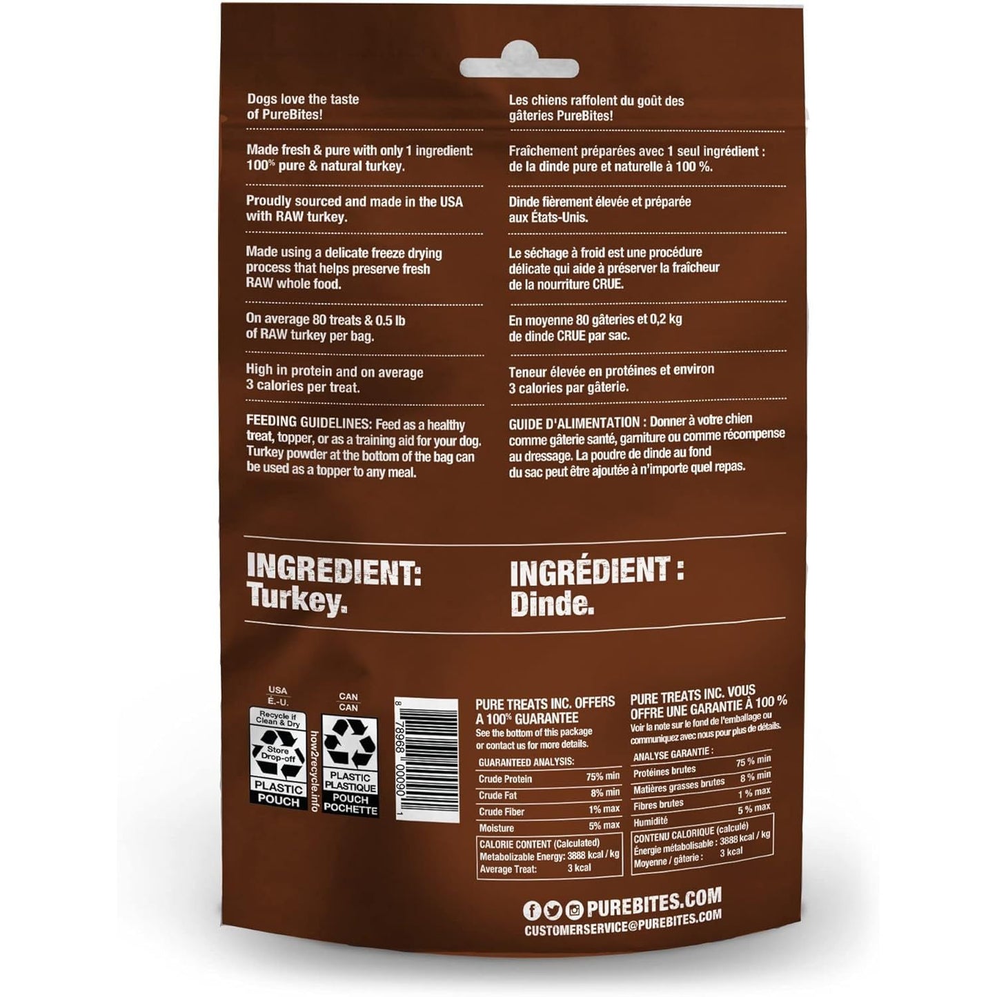 PureBites Turkey Freeze-Dried Dog Treats — Single Ingredient, 2.47 oz