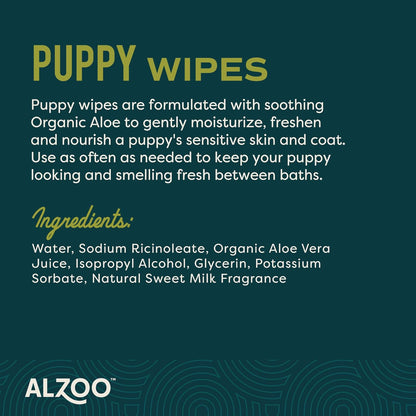 ALZOO Plant-Based Grooming Wipes for Puppies