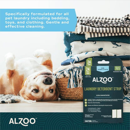 ALZOO Pet Laundry Detergent Strips — Hypoallergenic, 12 Strips