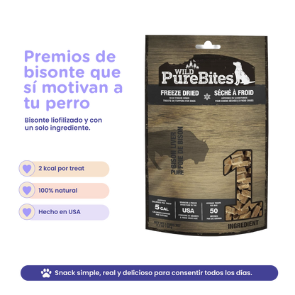 PureBites Wild Bison Freeze-Dried Dog Treats — Single Ingredient, 2.1 oz