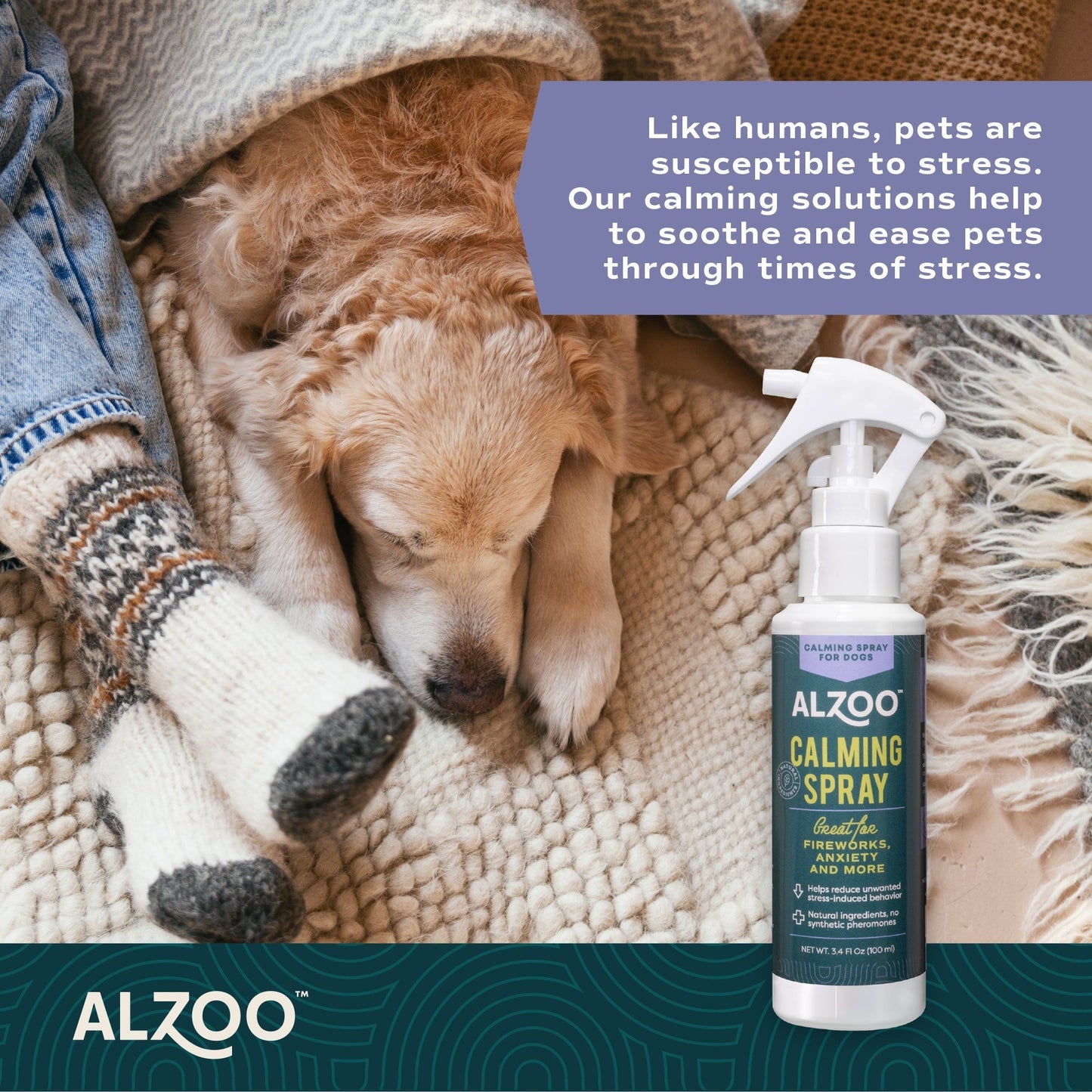 ALZOO Natural Calming Spray for Dogs — 3.4 oz