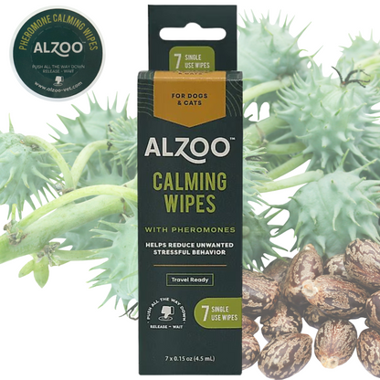 ALZOO On-the-Go Calming Wipes for Cats & Dogs with Pheromones — 7 Pack
