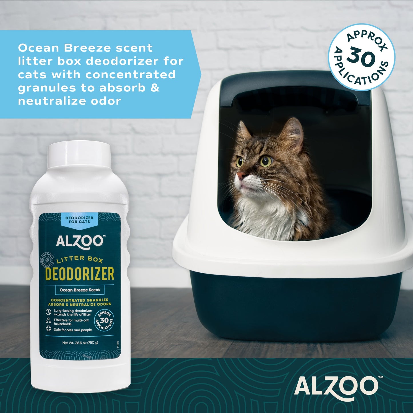 ALZOO Cat Litter Box Deodorizer — Ocean Breeze, 26 oz
