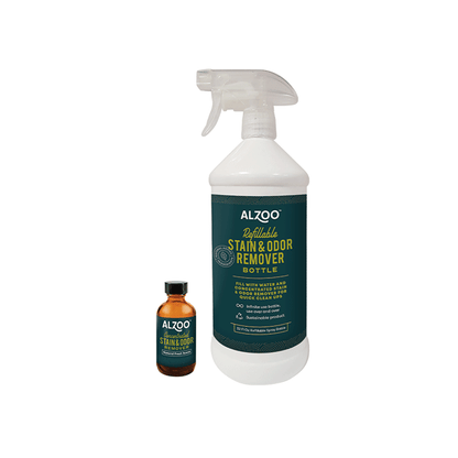 ALZOO Concentrated Enzyme Stain & Odor Remover + Refillable Bottle