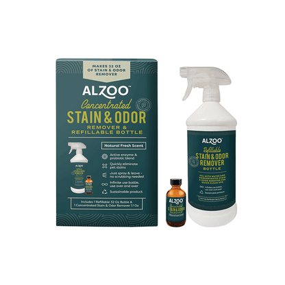 ALZOO Concentrated Enzyme Stain & Odor Remover + Refillable Bottle