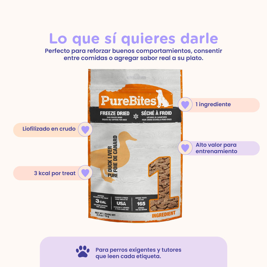PureBites Duck Liver Freeze-Dried Dog Treats — Single Ingredient, 2.6 oz