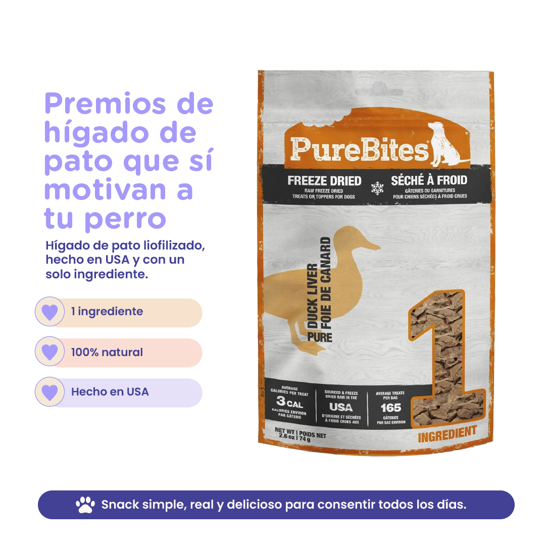 PureBites Duck Liver Freeze-Dried Dog Treats — Single Ingredient, 2.6 oz