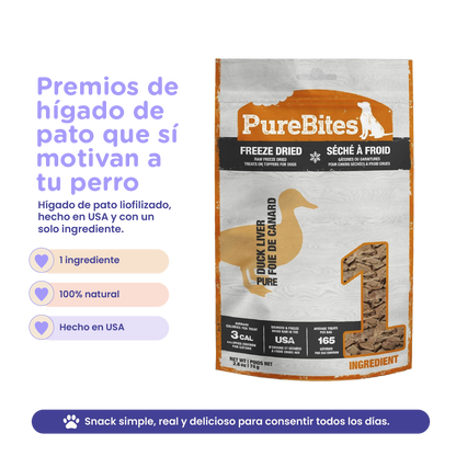 PureBites Duck Liver Freeze-Dried Dog Treats — Single Ingredient, 2.6 oz