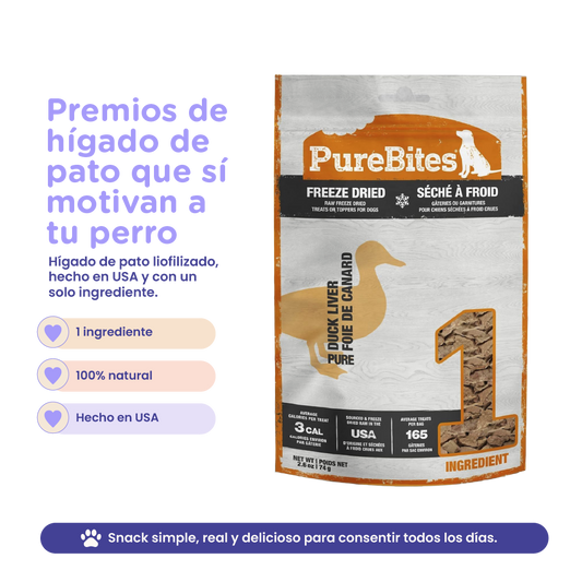 PureBites Duck Liver Freeze-Dried Dog Treats — Single Ingredient, 2.6 oz